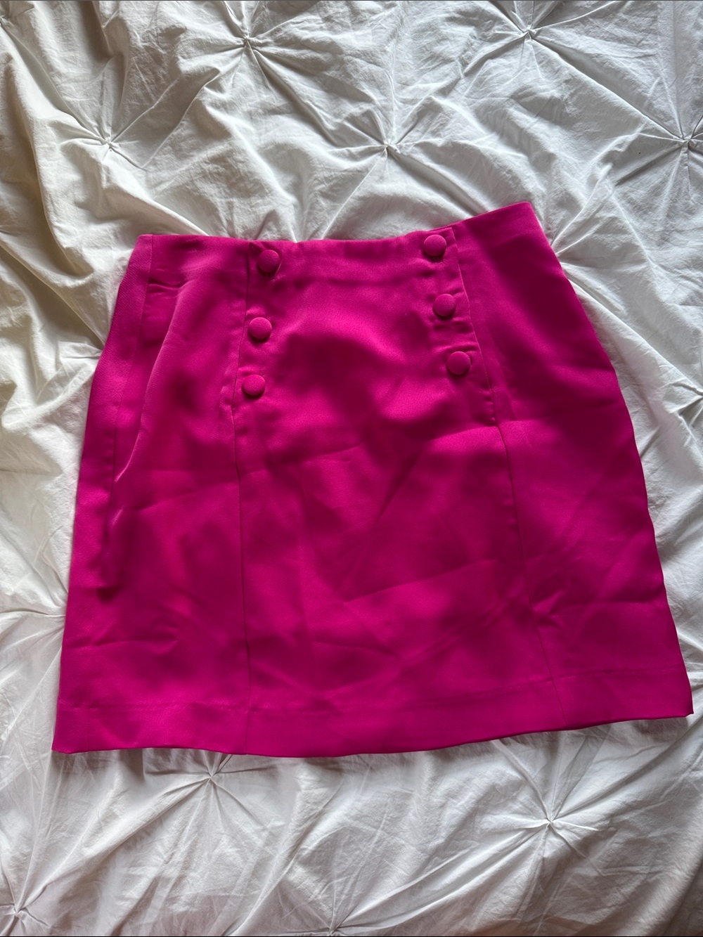 NBD Fuchsia Button-Trim Mini Skirt